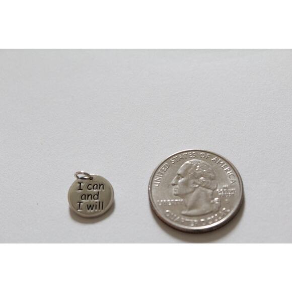 Sterling Silver Message Charm I Can and I Will Charm - Picture 3 of 3